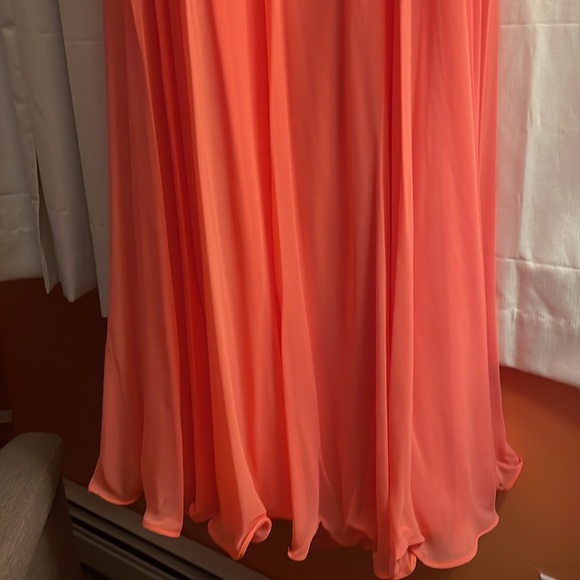 Coral Sequins Floor Length Prom Dress / Size 18 - Picture 4 of 4